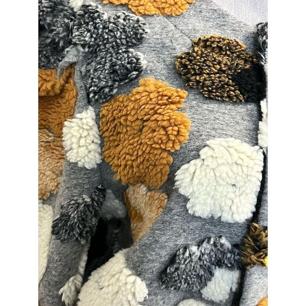 Trendy Floral Print Cropped Bomber Jacket Gray XL Fall Party Textured - Picture 3 of 15